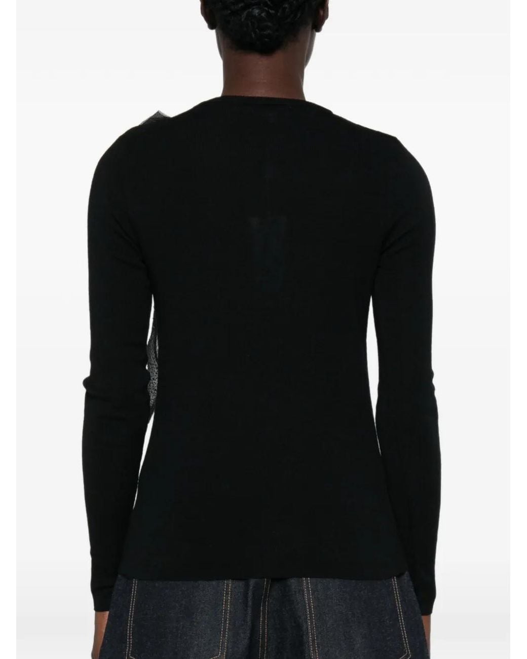 Paperlace Black Bow-Detail Long-Sleeve Blouse