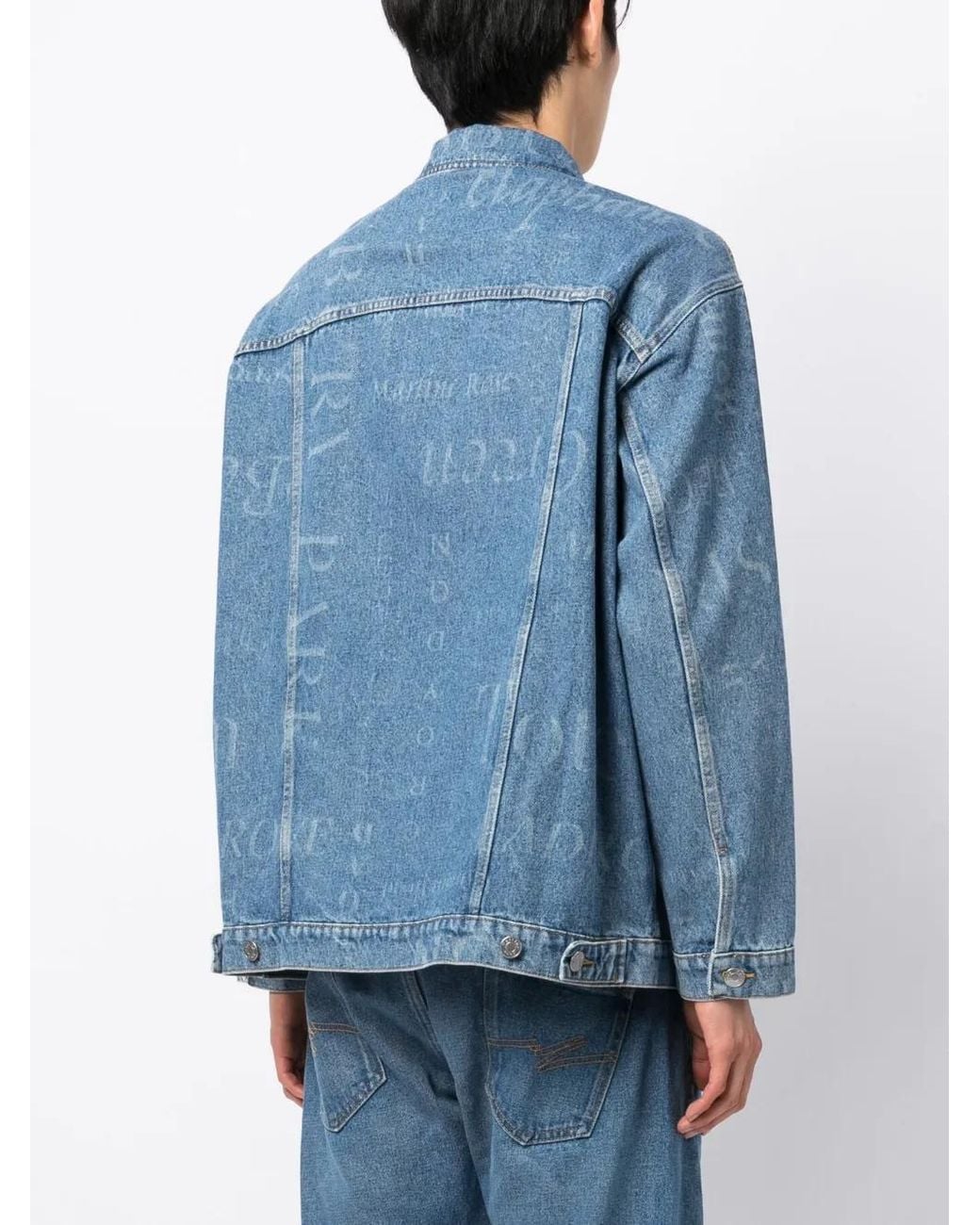 Martine Rose Blue All-Over Logo-Print Denim Jacket for men