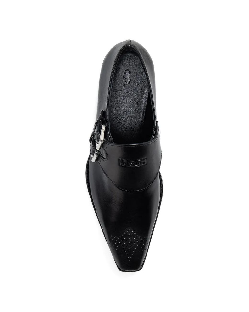 Polo Ralph Lauren Black Buckle-Detail Leather Monk Shoes