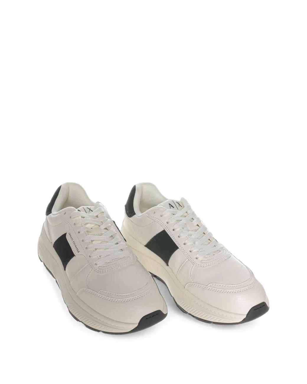 ARMANI EXCHANGE White Logo-Print Panelled Sneakers for men