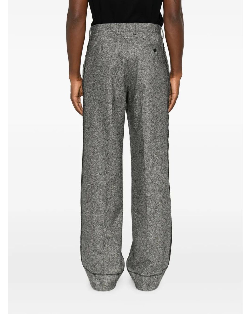 MM6 by Maison Margiela Gray Belt-Loop Wide-Leg Trousers for men