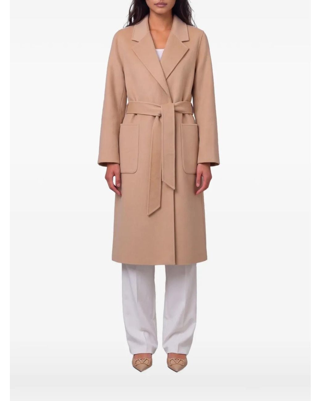IVY & OAK White Iocelia Belted Wool Coat
