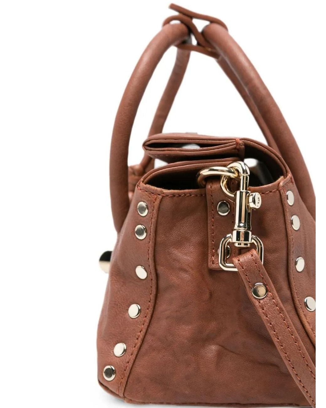 Zanellato Brown Cabas Dotta En Cuir À Détails De Clous