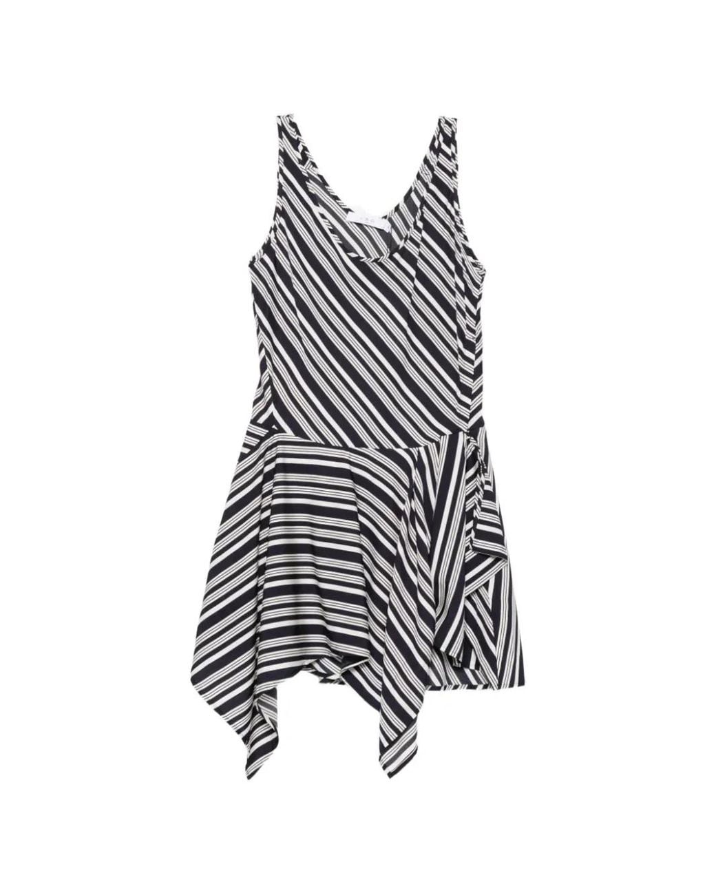 IRO White Unya Striped Asymmetric Mini Dress