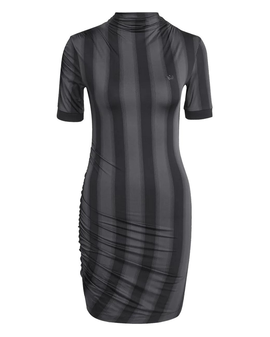 Adidas Black Striped Mock-Neck Mini Dress