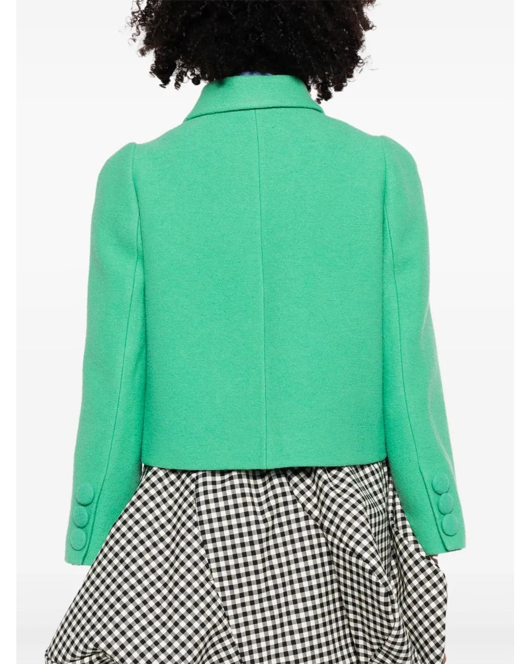 ShuShu/Tong Green Double-Breasted Button-Up Blazer