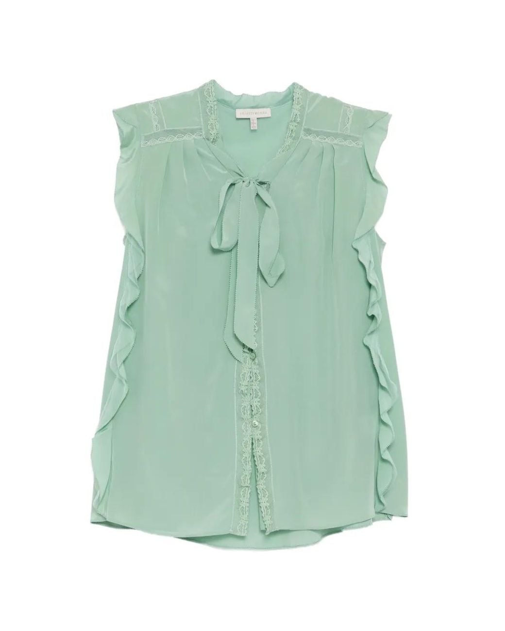 Shiatzy Chen Green Lace Chiffon Halter Top