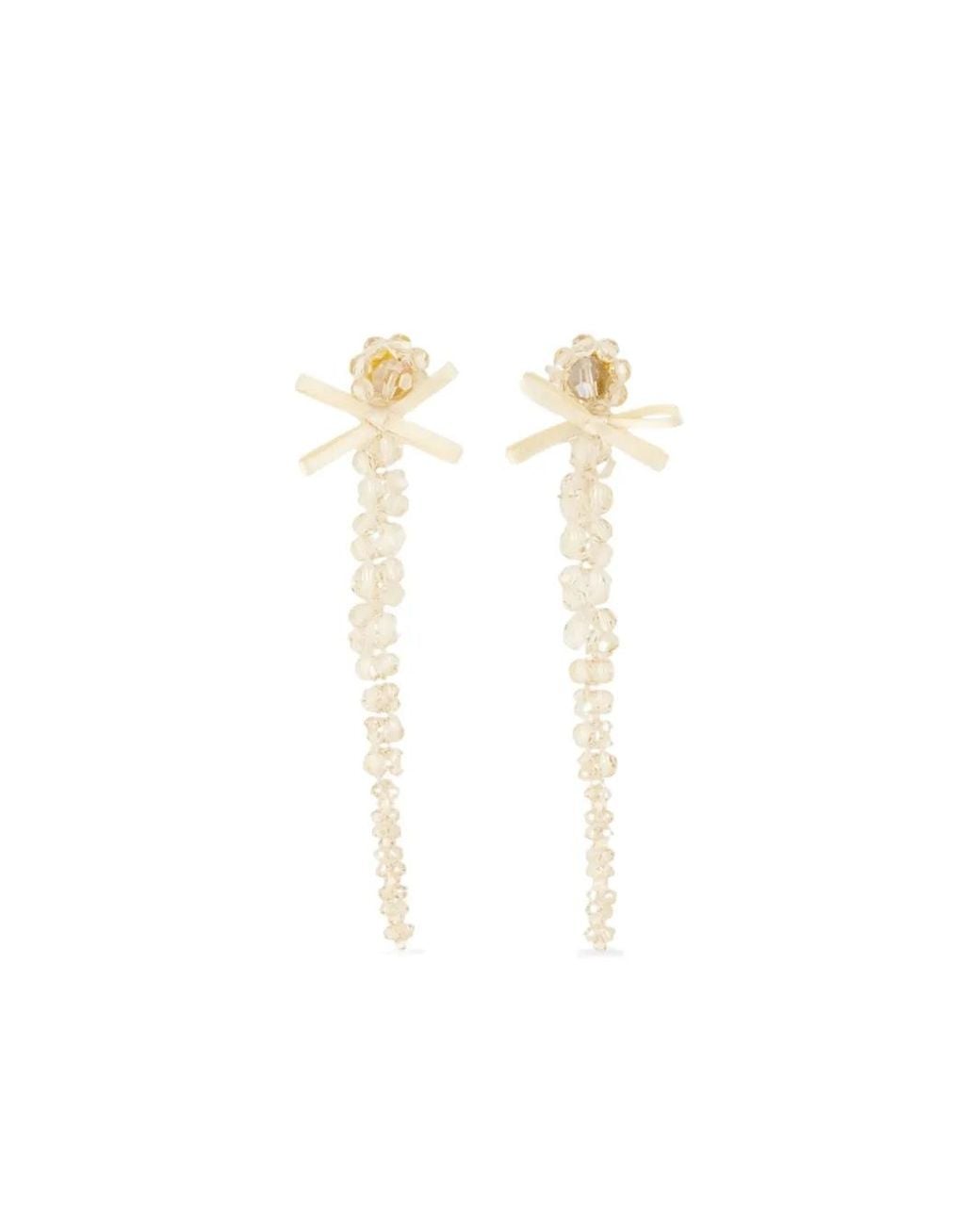 Simone Rocha White Petite Bow Drip Earrings
