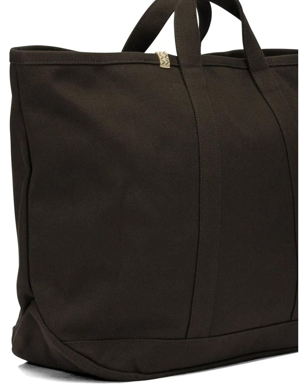 Visvim Black Large Rime Logo-Detail Cotton Tote Bag for men