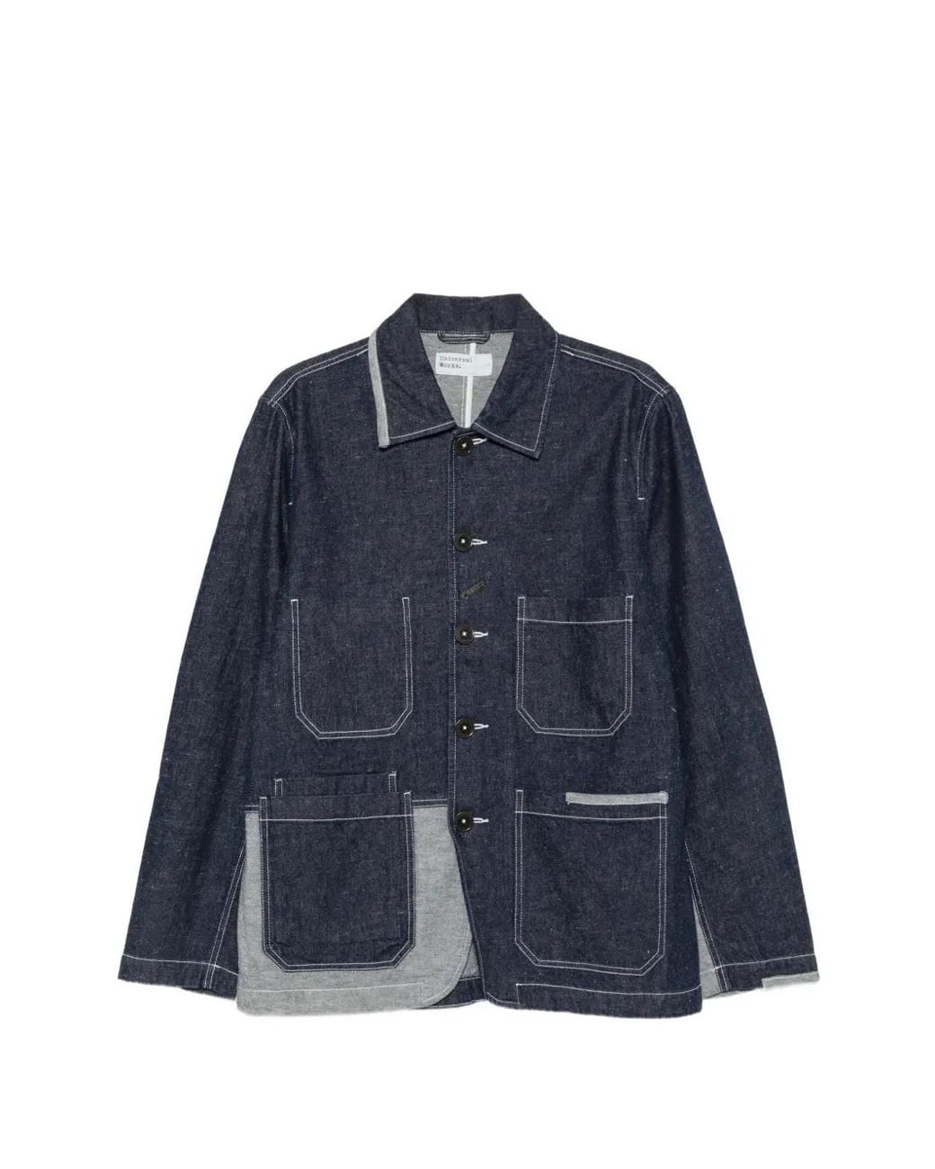 Universal Works Blue Patchwork Denim Jacket for men