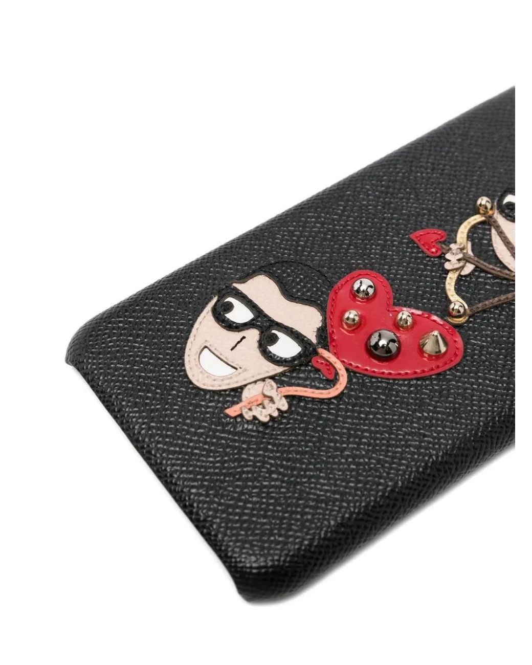 Dolce & Gabbana Black Embossed-Heart Iphone Case
