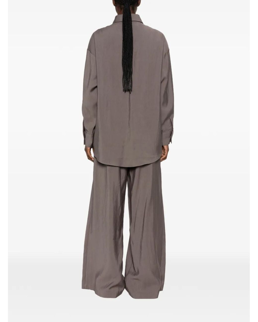 ELEH Brown Knot-Detail Long-Sleeve Shirt