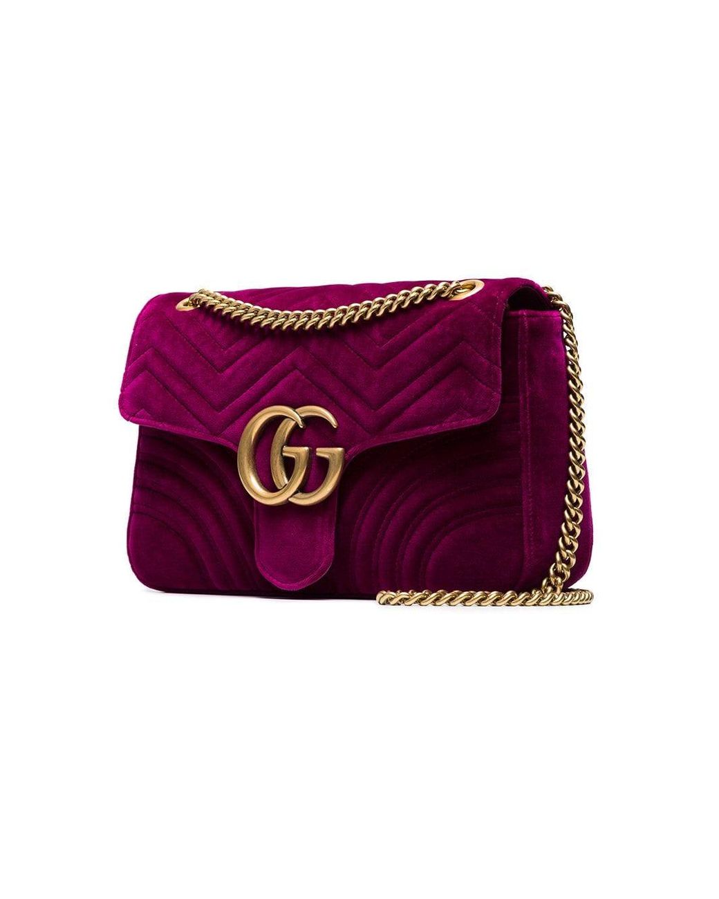Gucci Fuchsia Marmont Medium Velvet Quilted Bag in Pink | Lyst