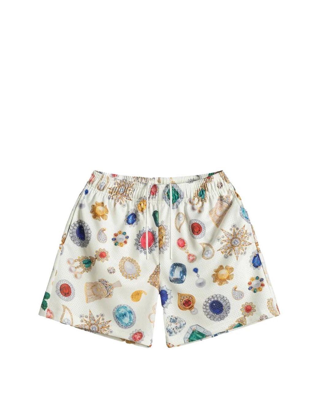 Bravest Studios White Jewel-Print Mesh Track Shorts for men
