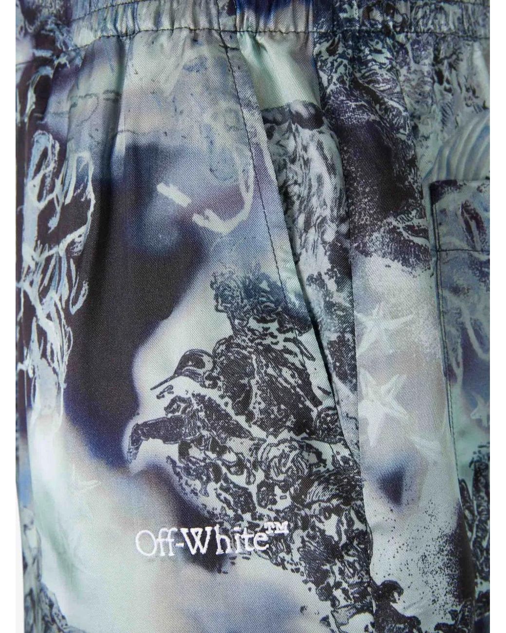 Off-White c/o Virgil Abloh Blue Graphic-Print Shorts for men
