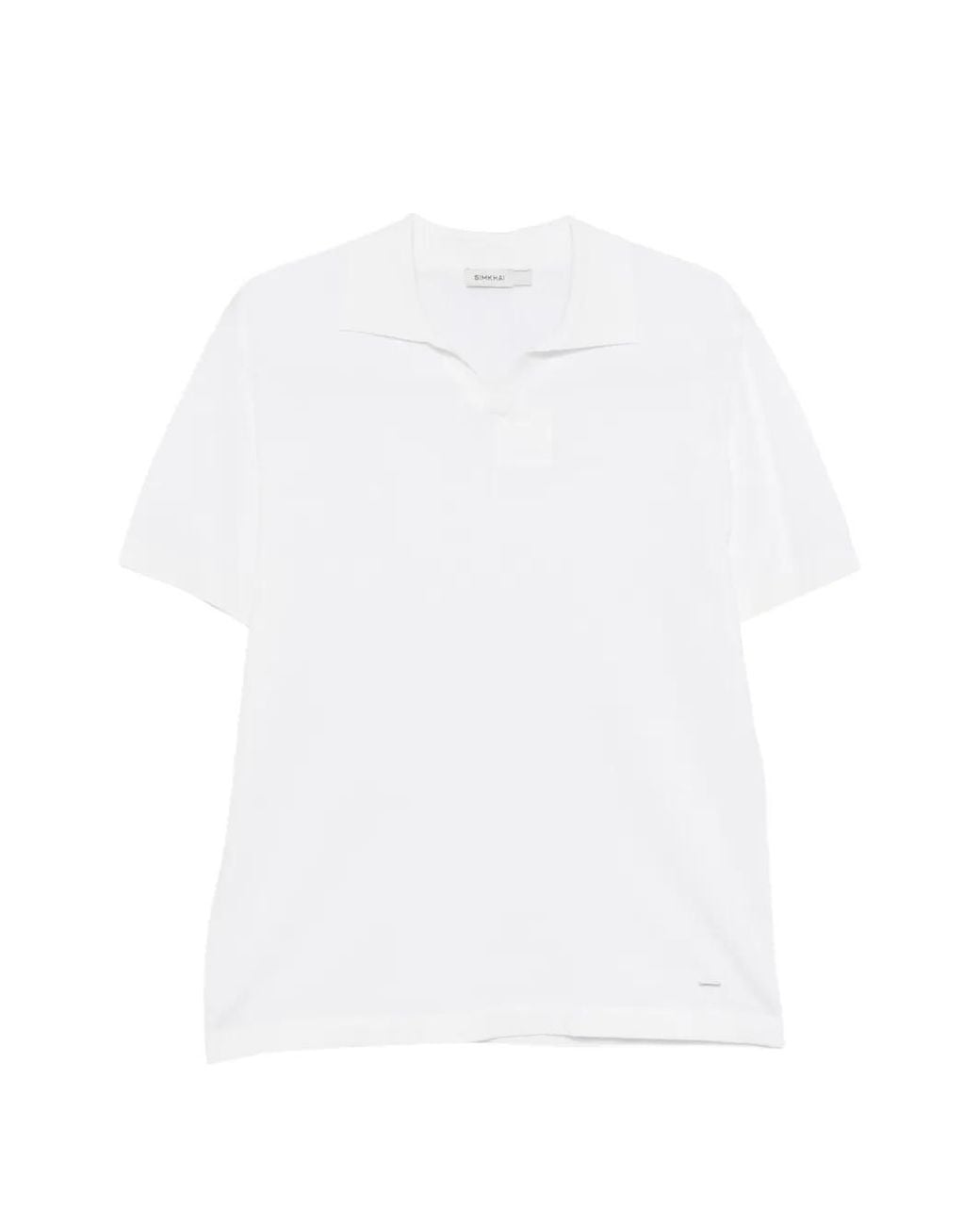 Jonathan Simkhai White Fine-Knit V-Neck T-Shirt for men