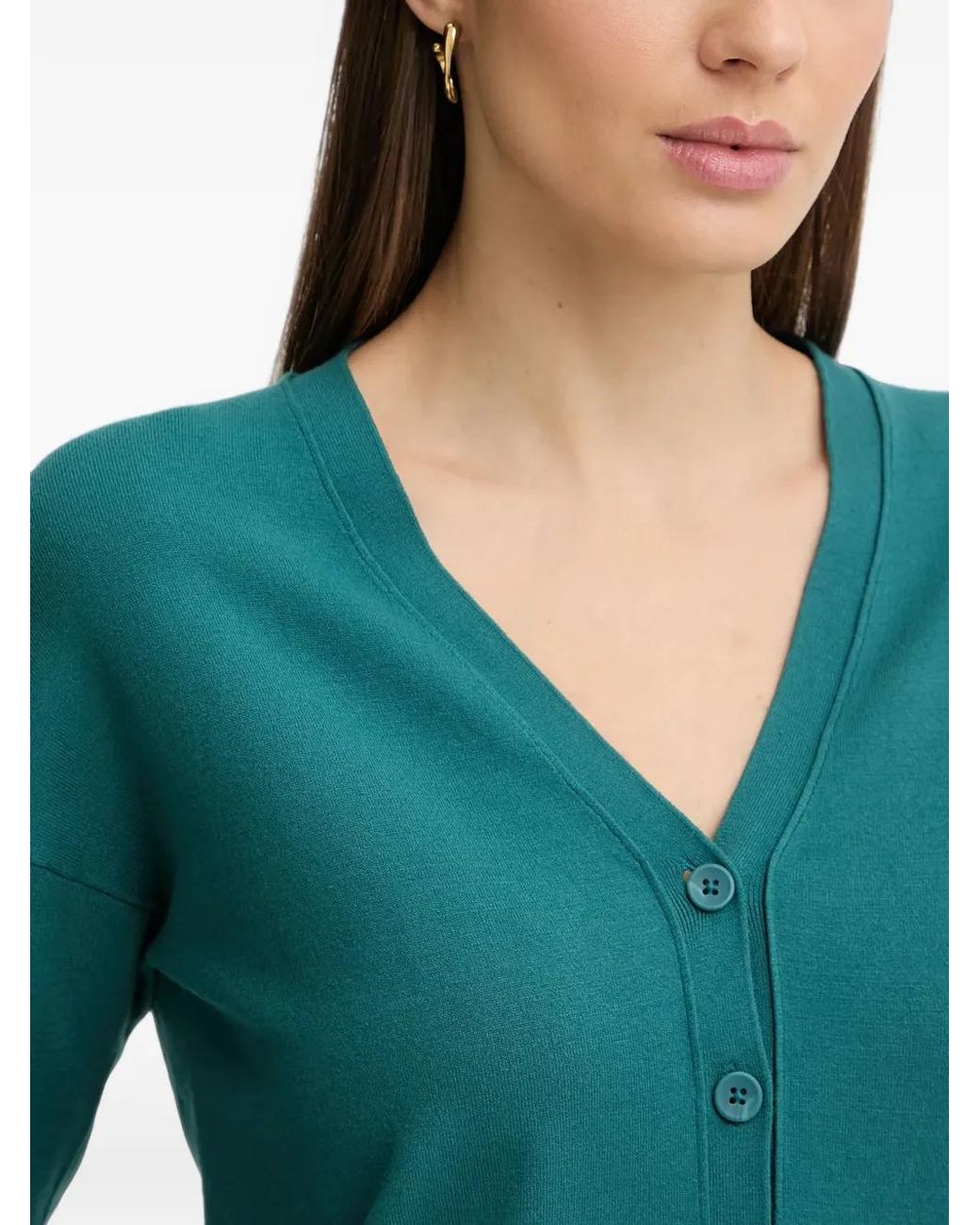 Sisley Green Button V-Neck Cardigan