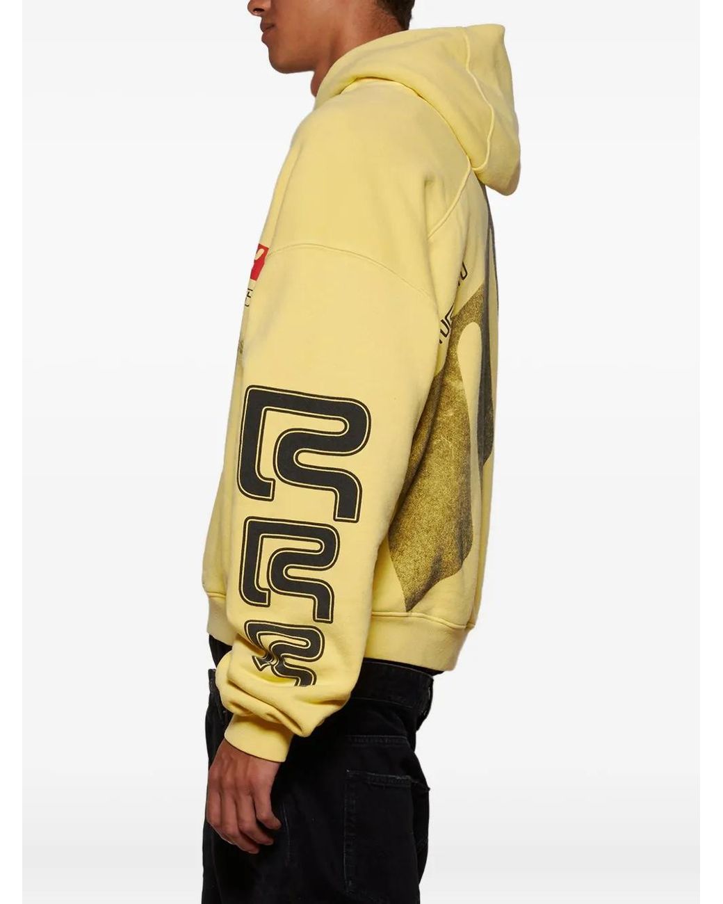 RRR123 Yellow Graphic-Print Hoodie for men