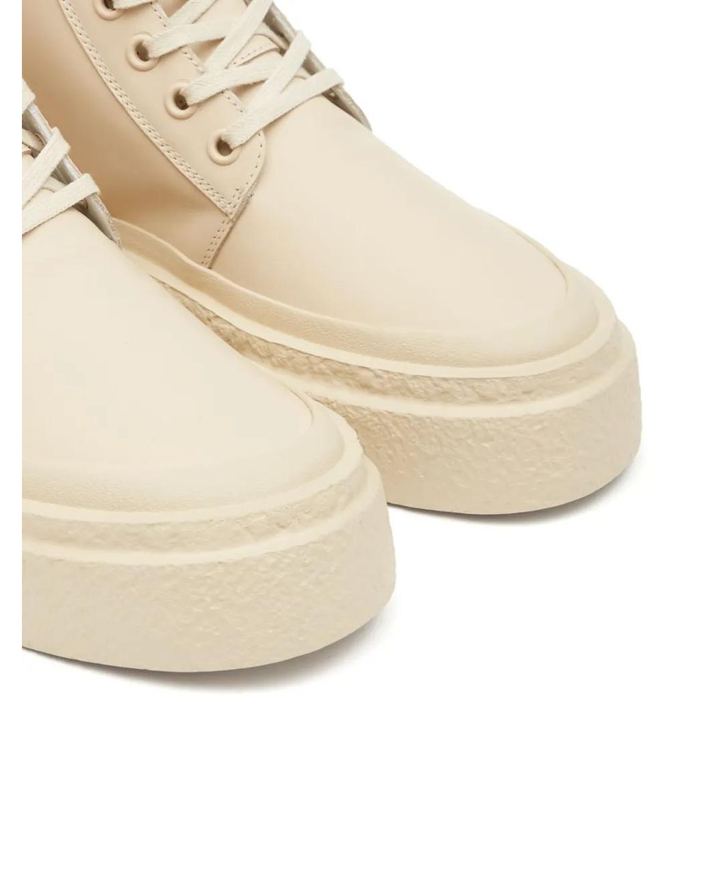 MM6 by Maison Margiela Natural Lace-Up Leather Sneakers