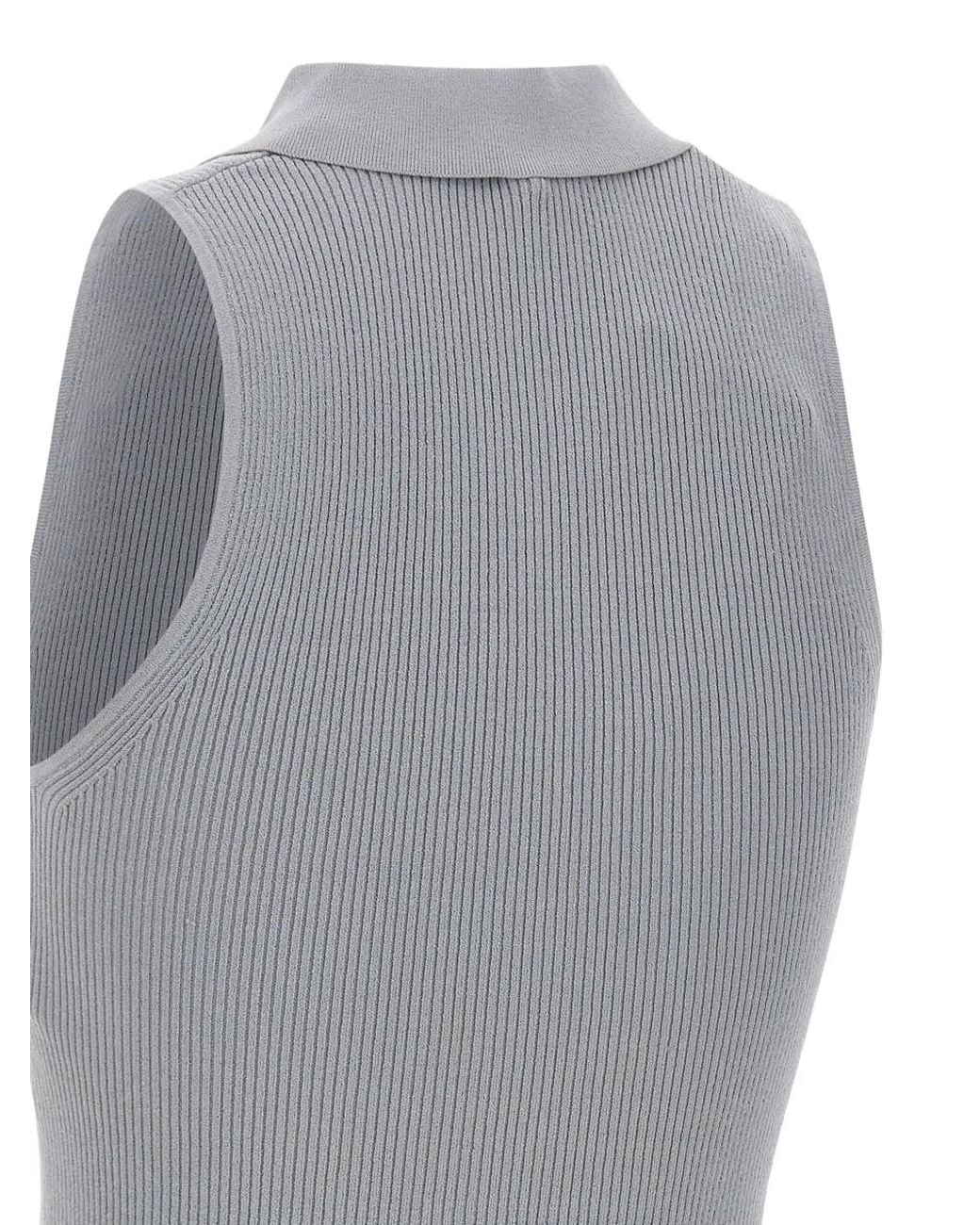 a. roege hove Gray Trine Ribbed Button Polo Top