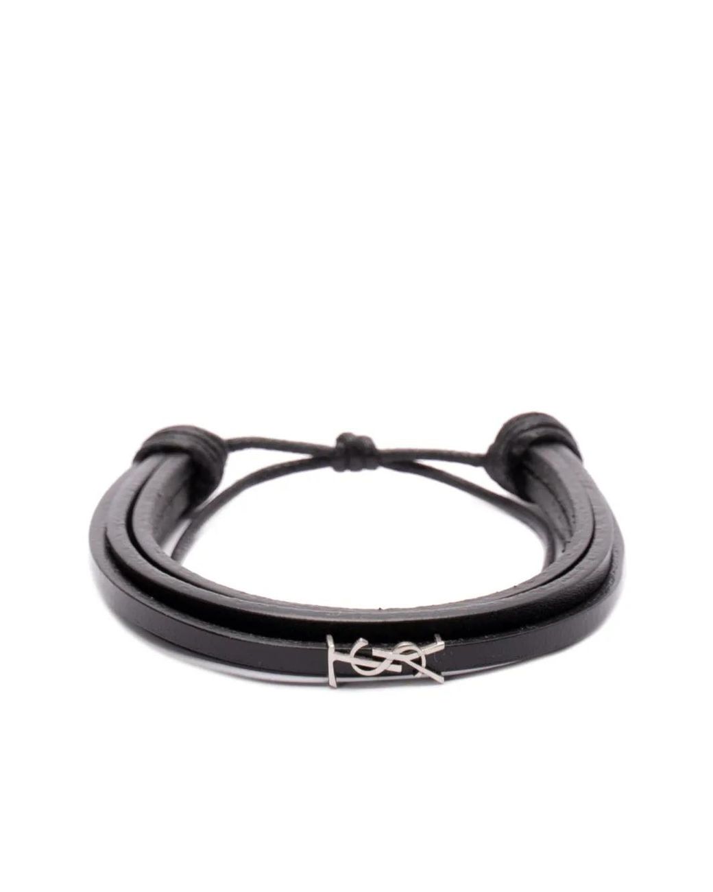 Saint Laurent White Logo-Plaque Bracelet
