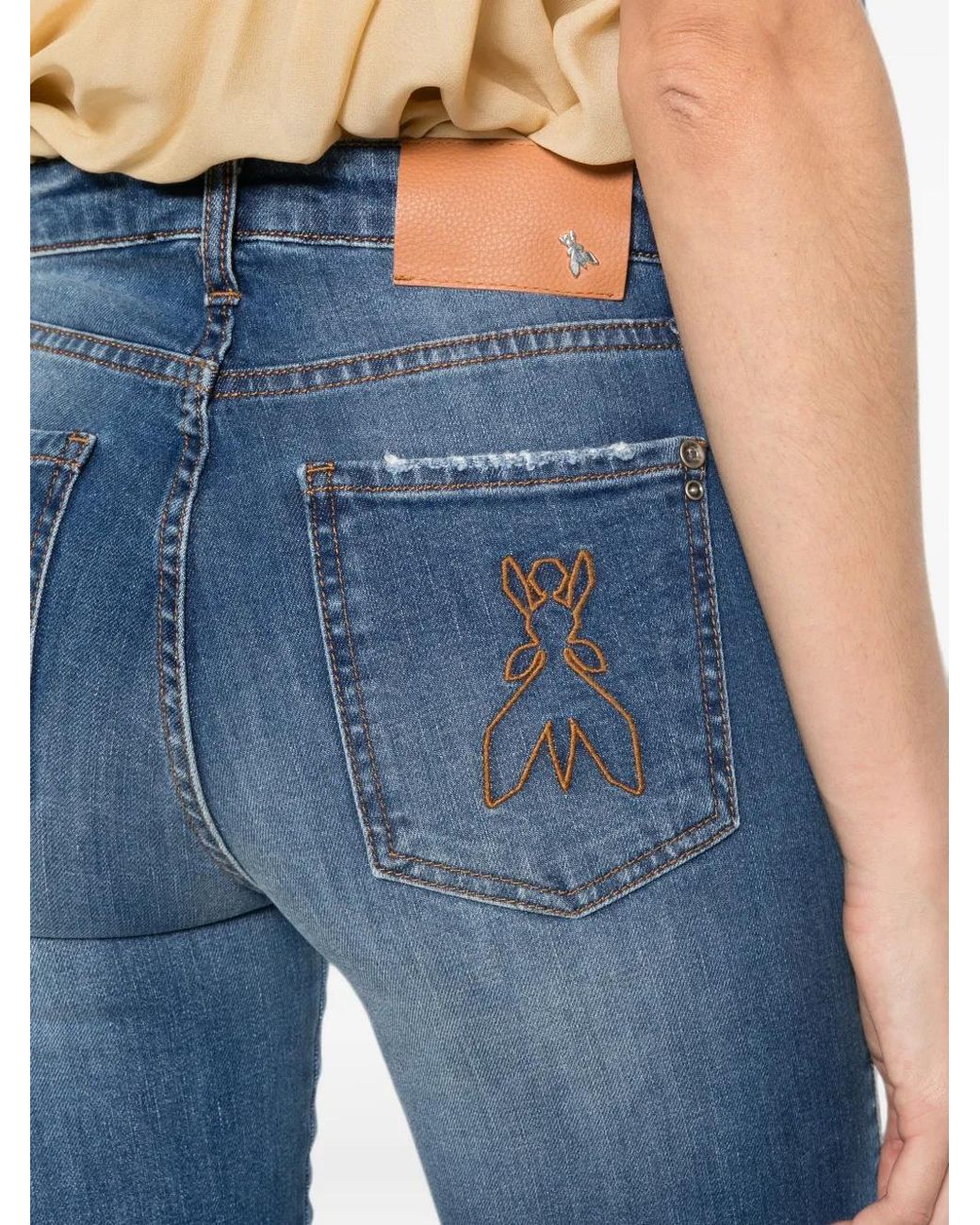Patrizia Pepe Blue Slit-Detail Jeans