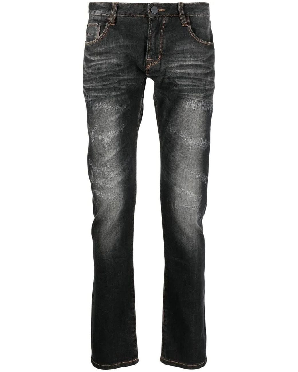 Private Stock Gray Distressed-Finish Skinny Jeans for men