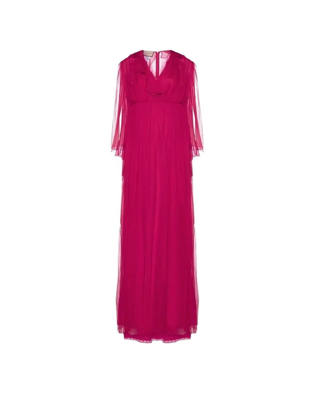 Gucci Pink Ruffled Silk Maxi Dress