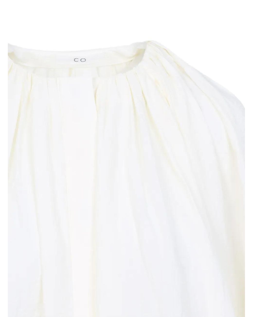 Co. White Drawstring Gathered Blouse