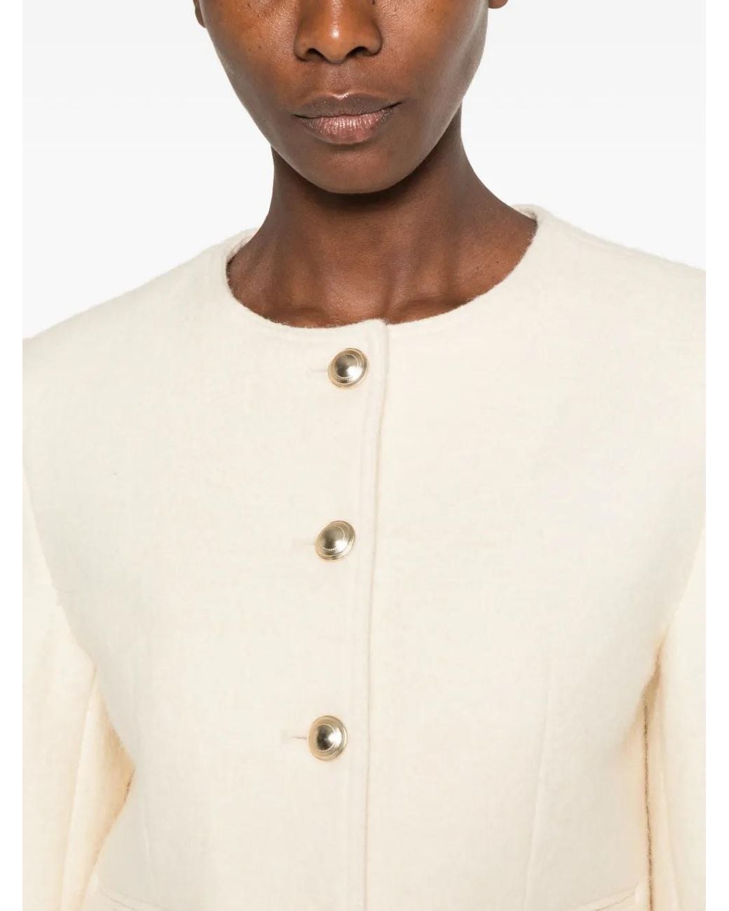 LA PISCINE Natural Button-Up Cropped Jacket