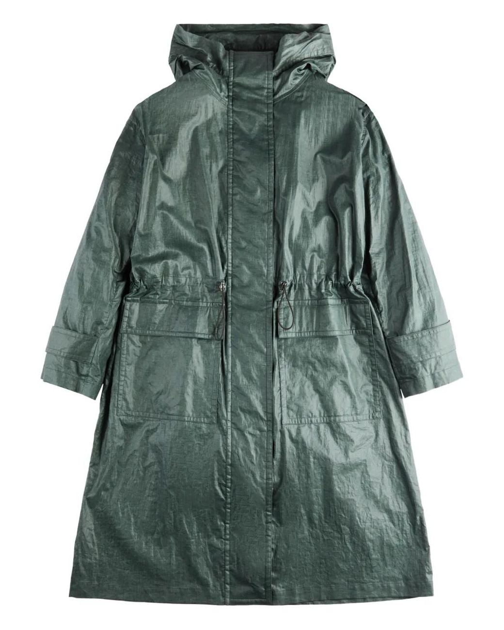 Fay Green Drawstring-Waist Hooded Parka