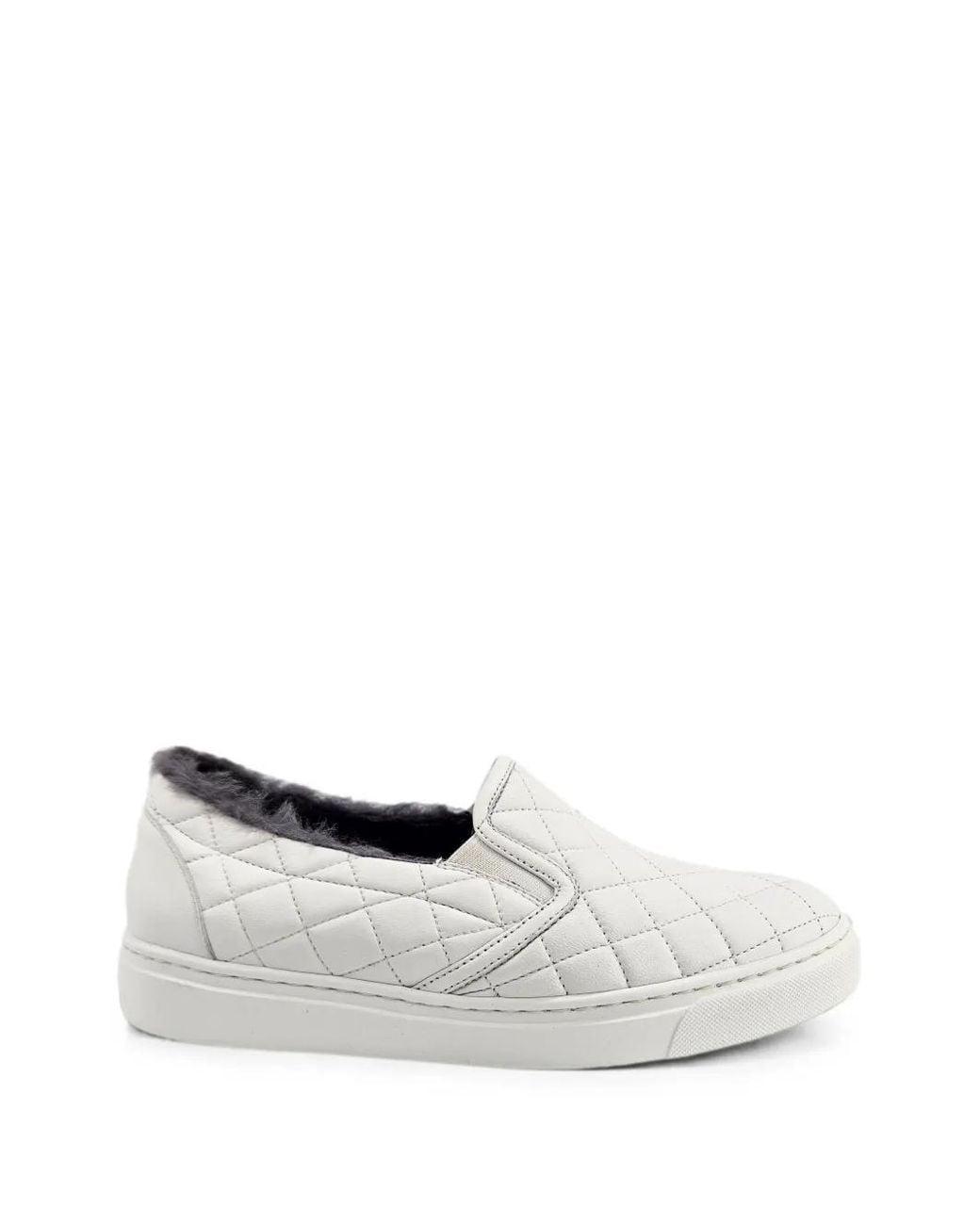 Madison Maison White Quilted Shearling-Lined Sneakers