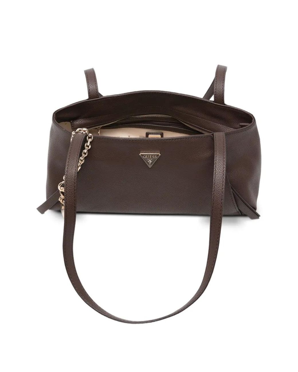 Guess White Logo-Plaque Pebbled Shoulder Bag