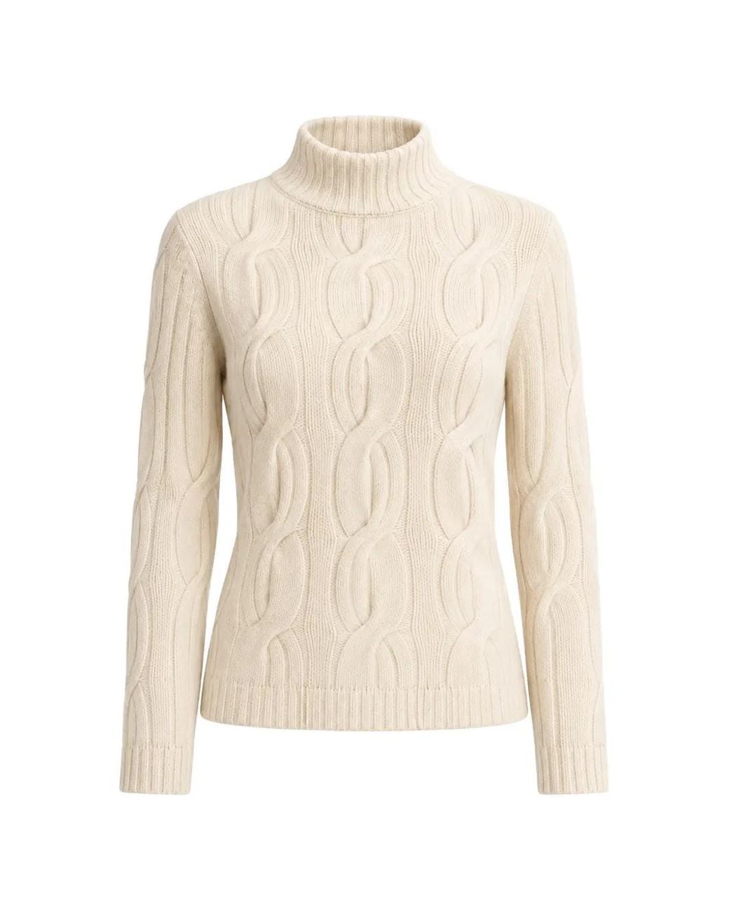Kinross Cashmere White Luxe Cable-Knit Funnel-Neck Sweater