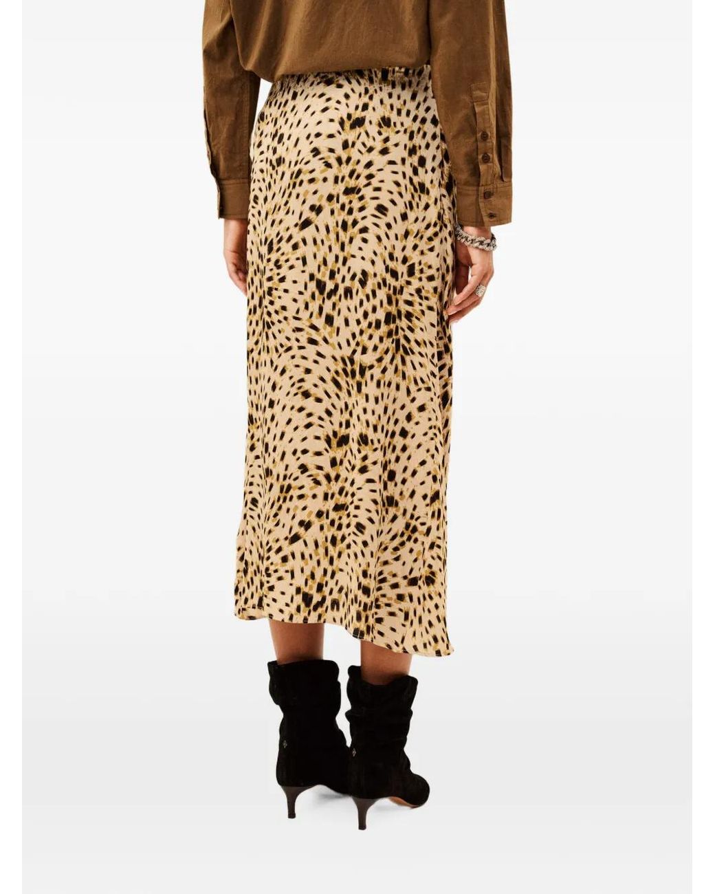 Ba&sh Natural Hoema Leopard-Print Midi Skirt
