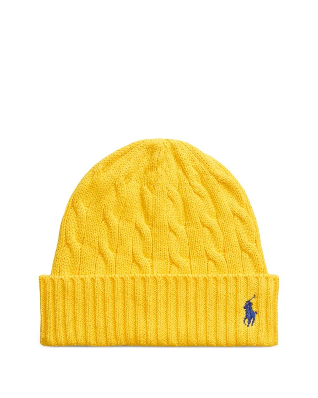 Polo Ralph Lauren Yellow Cable-Knit Ribbed Beanie