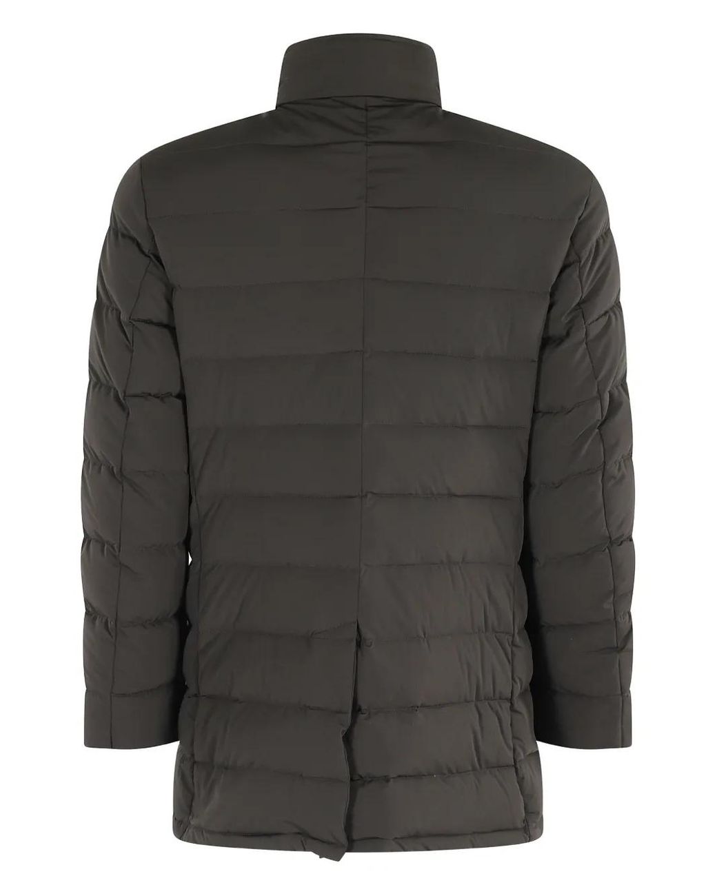 Moorer Black Calegari-Kn Quilted Button Coat for men