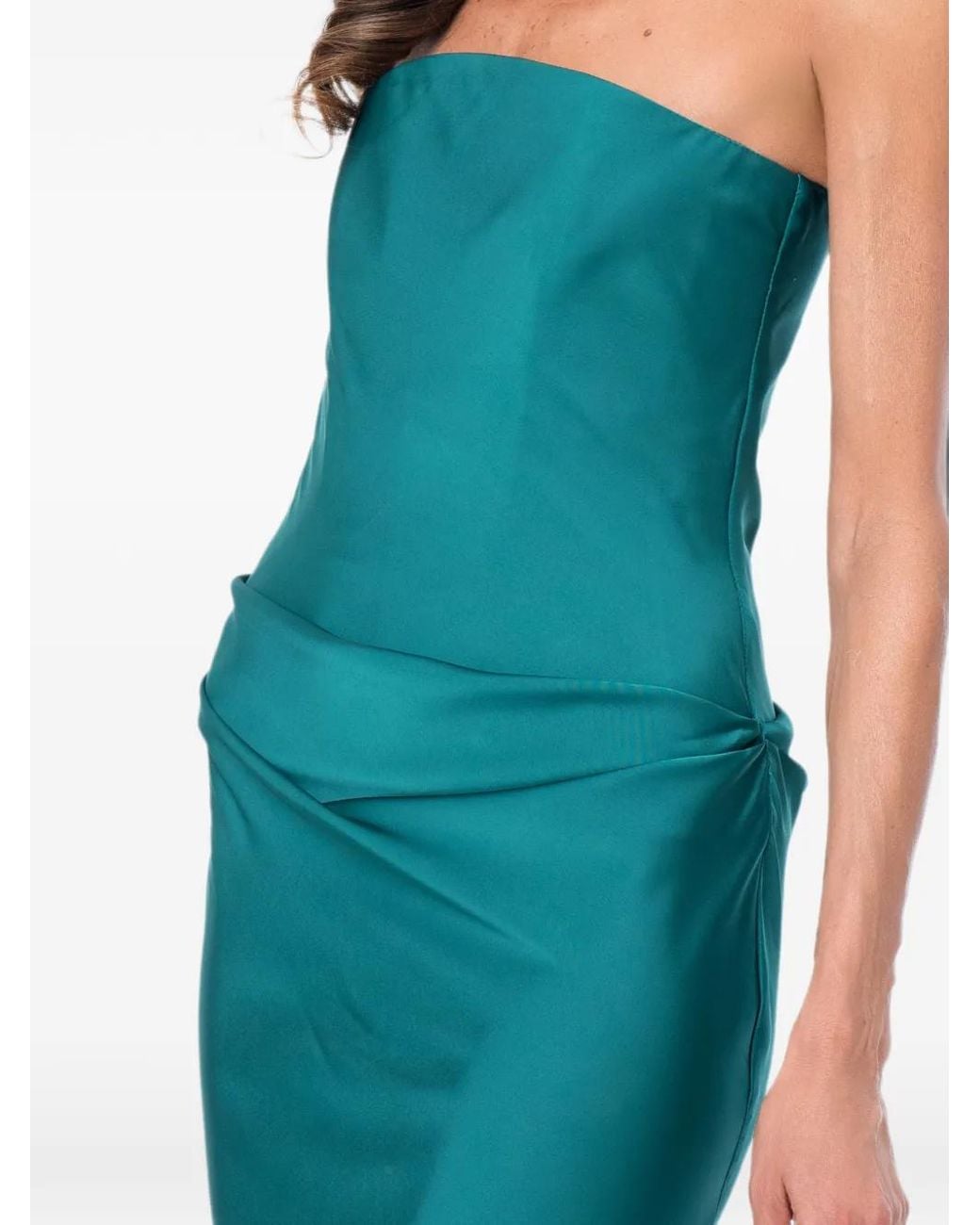 Ana Radu Green Emerald Strapless Satin Gown