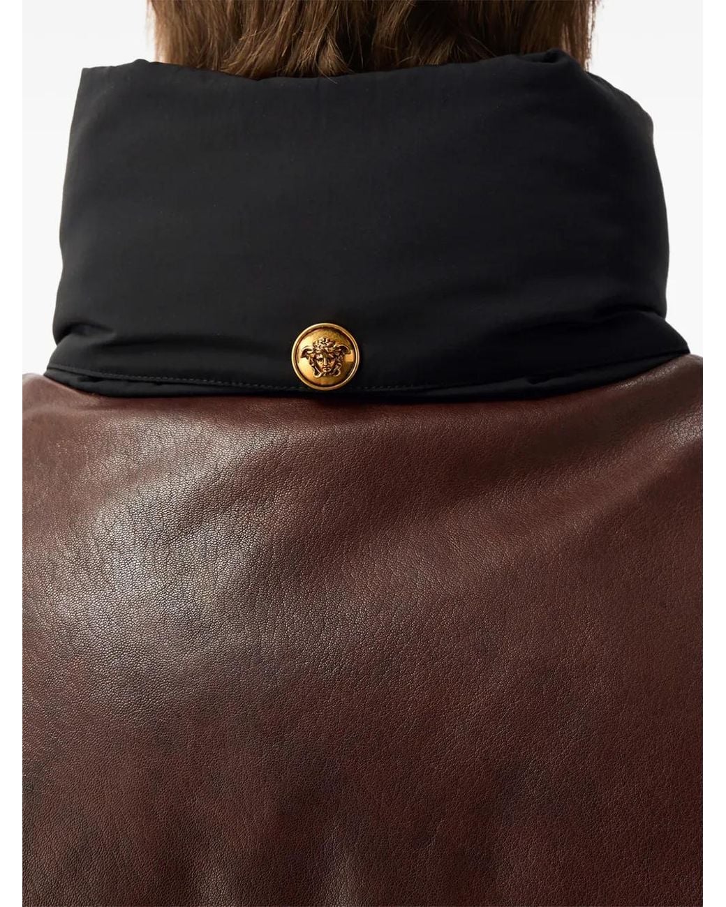 Versace Black Veste Bomber À Détails En Cuir for men