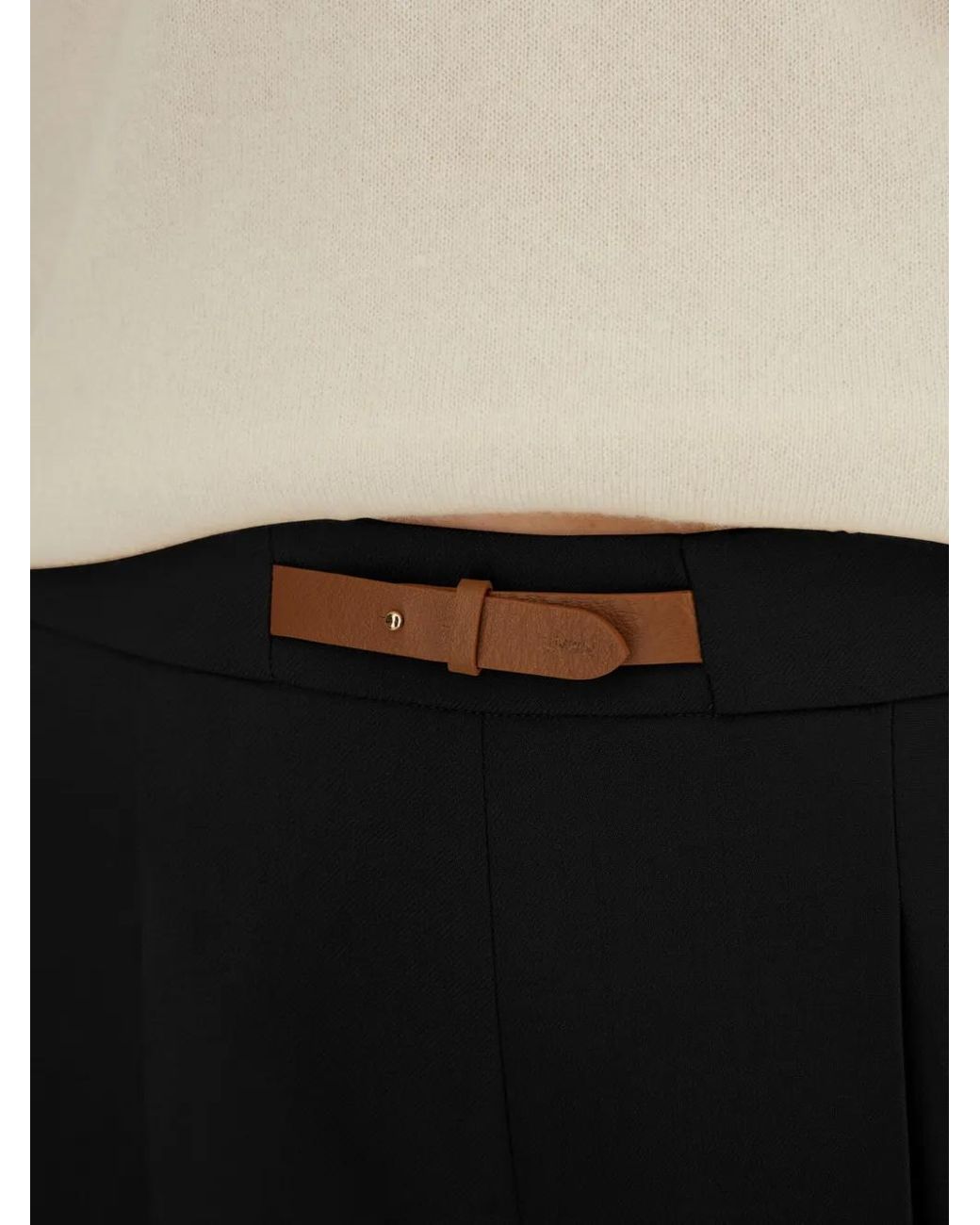 Herno Black Leather Strap Pleated Trousers