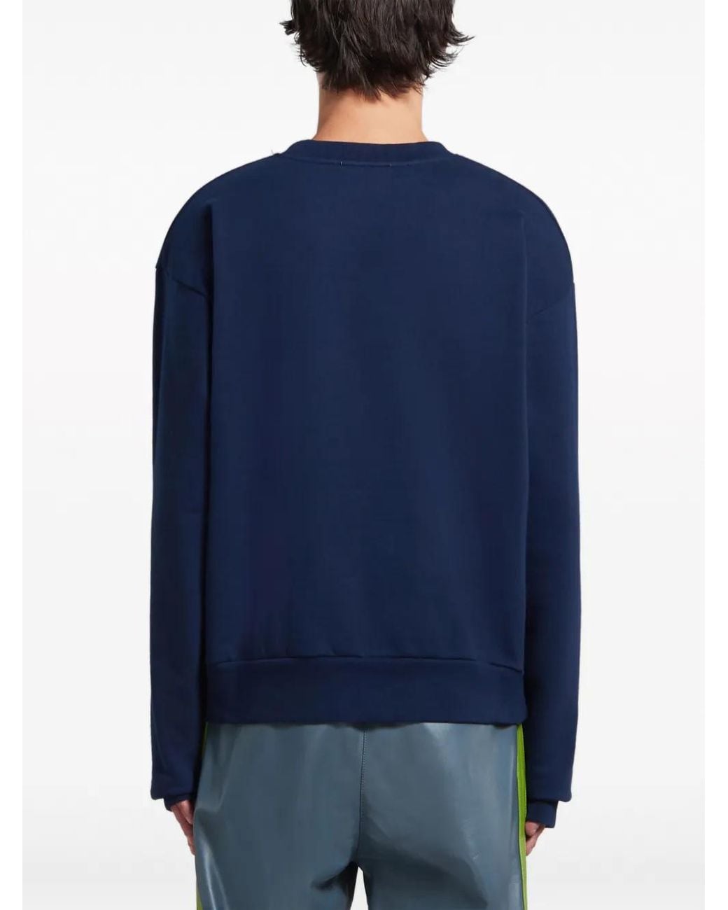 Marni Blue Logo-Print Cotton Sweatshirt for men
