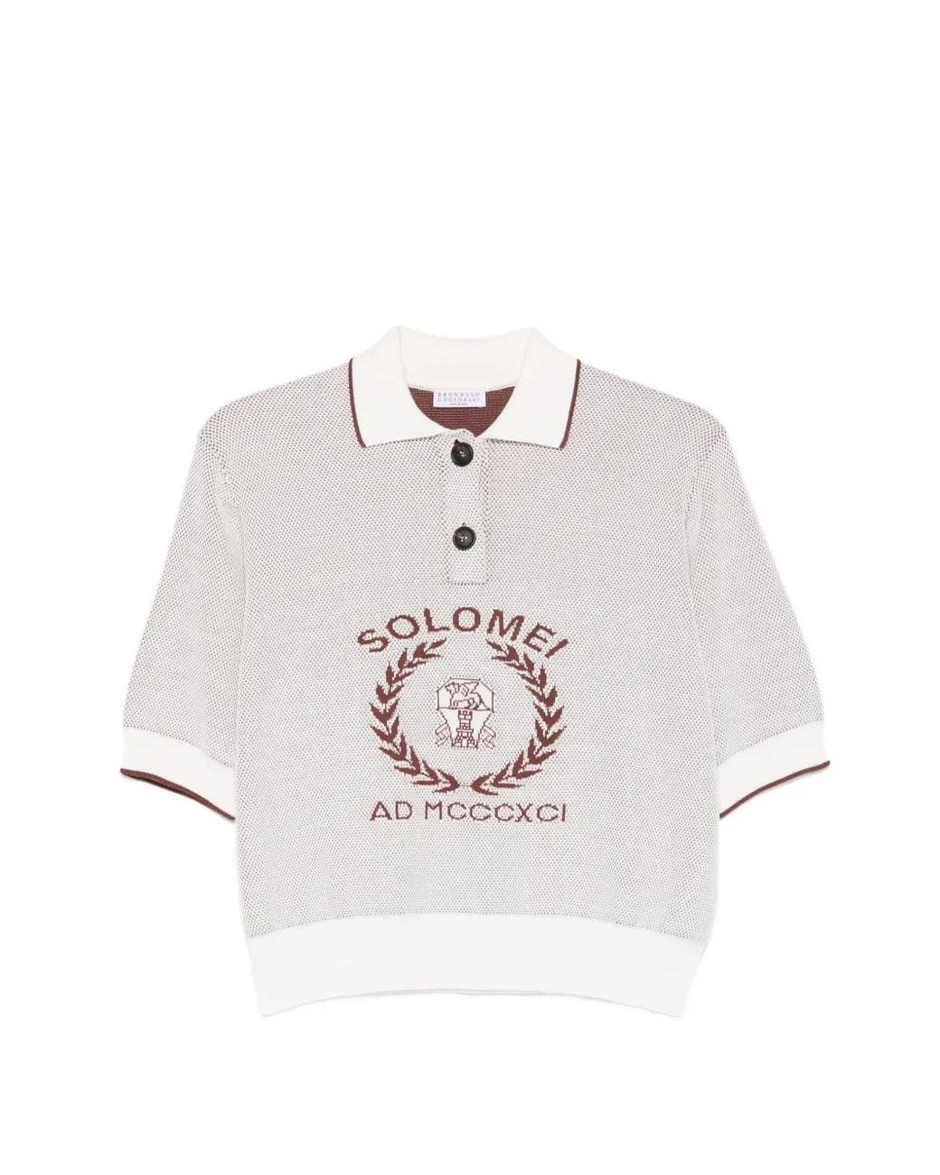 Brunello Cucinelli White Graphic Polo Shirt