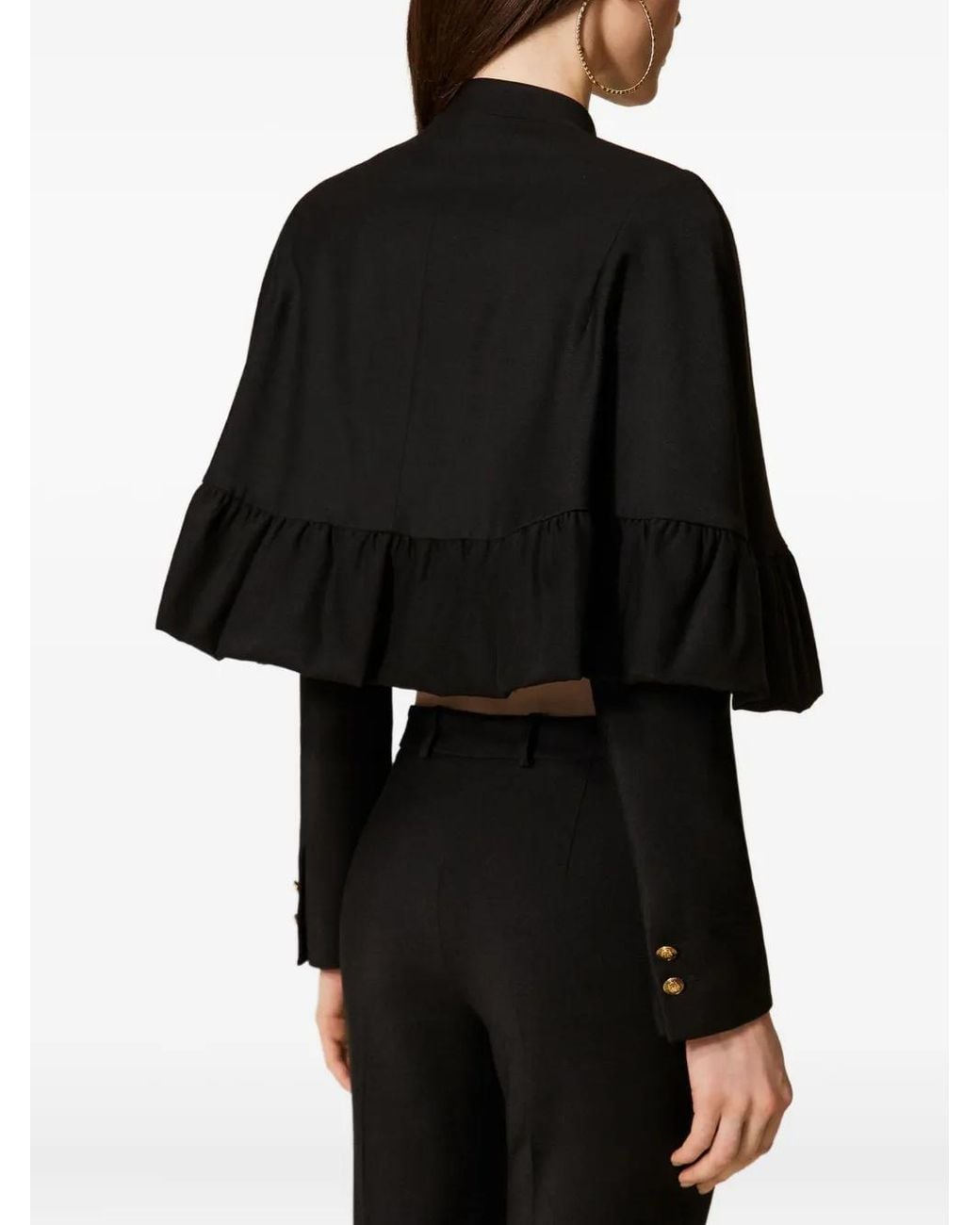 Twinset Black Ruffled Cape Jacket