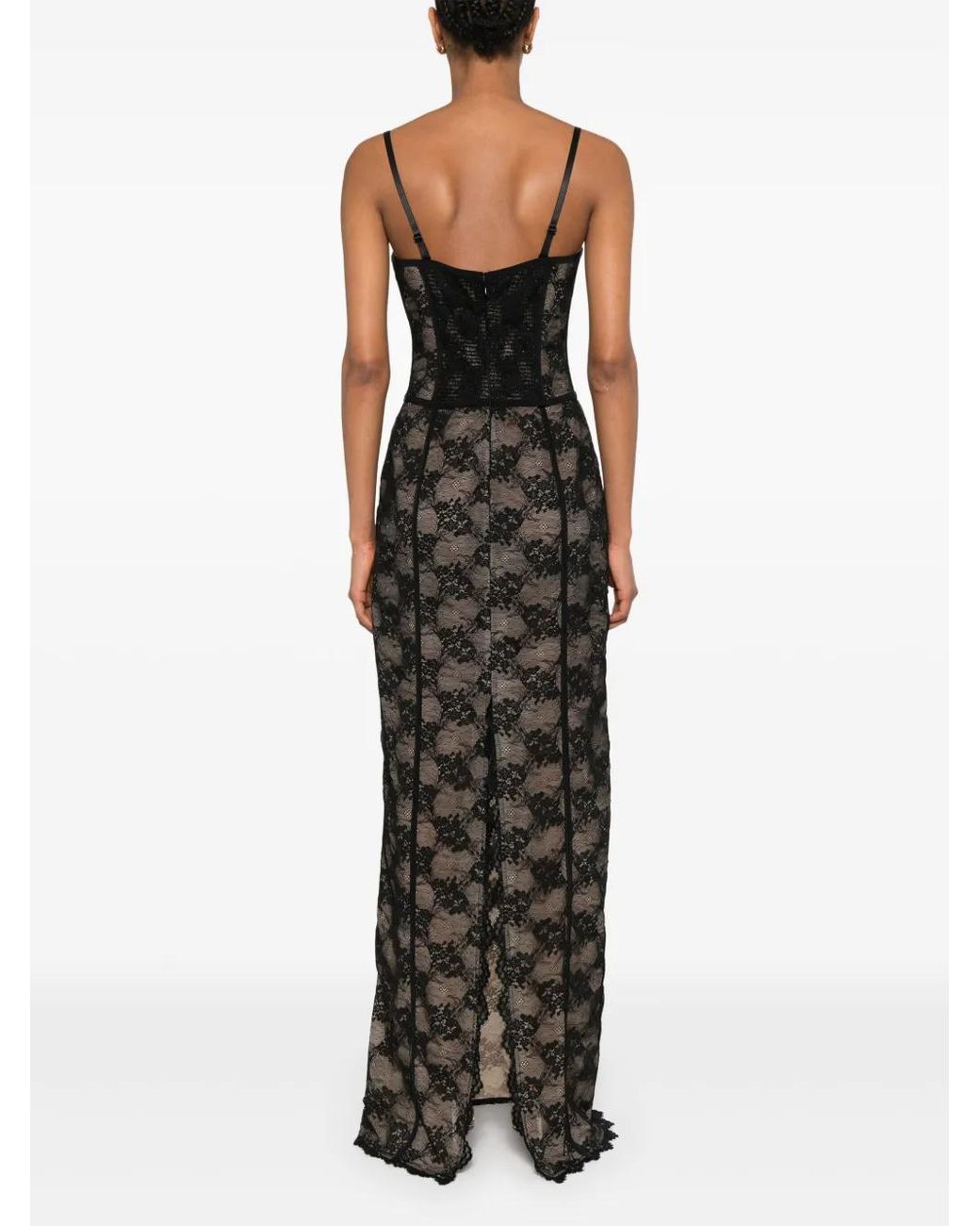 GIUSEPPE DI MORABITO Black Floral-Lace Gown
