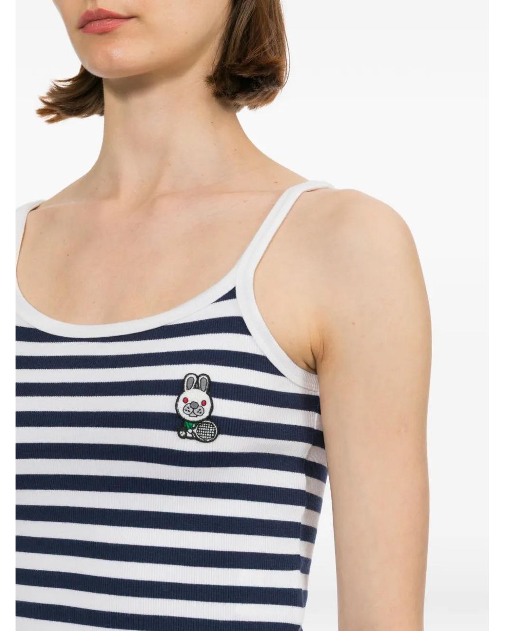 AAPE BY A BATHING AP Blue Rabbit Striped Appliqué Top