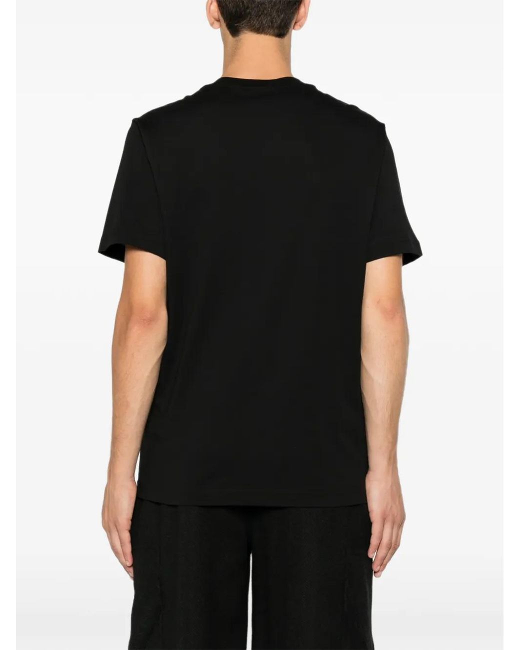 Moncler Black T-Shirt En Coton À Logo for men