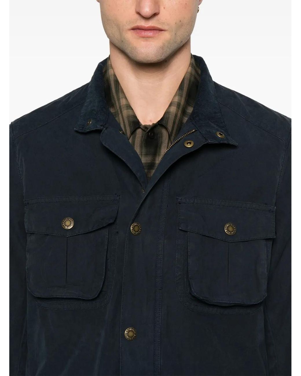 Barbour Structured Jacket With Flap Pockets in Blue für Herren