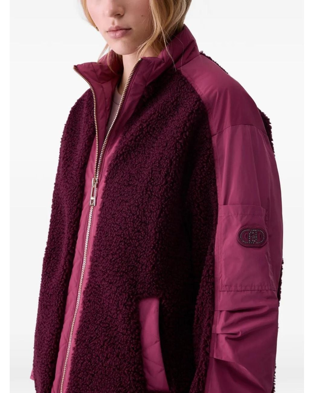 Liu Jo Red Oversized Teddy Bomber Jacket