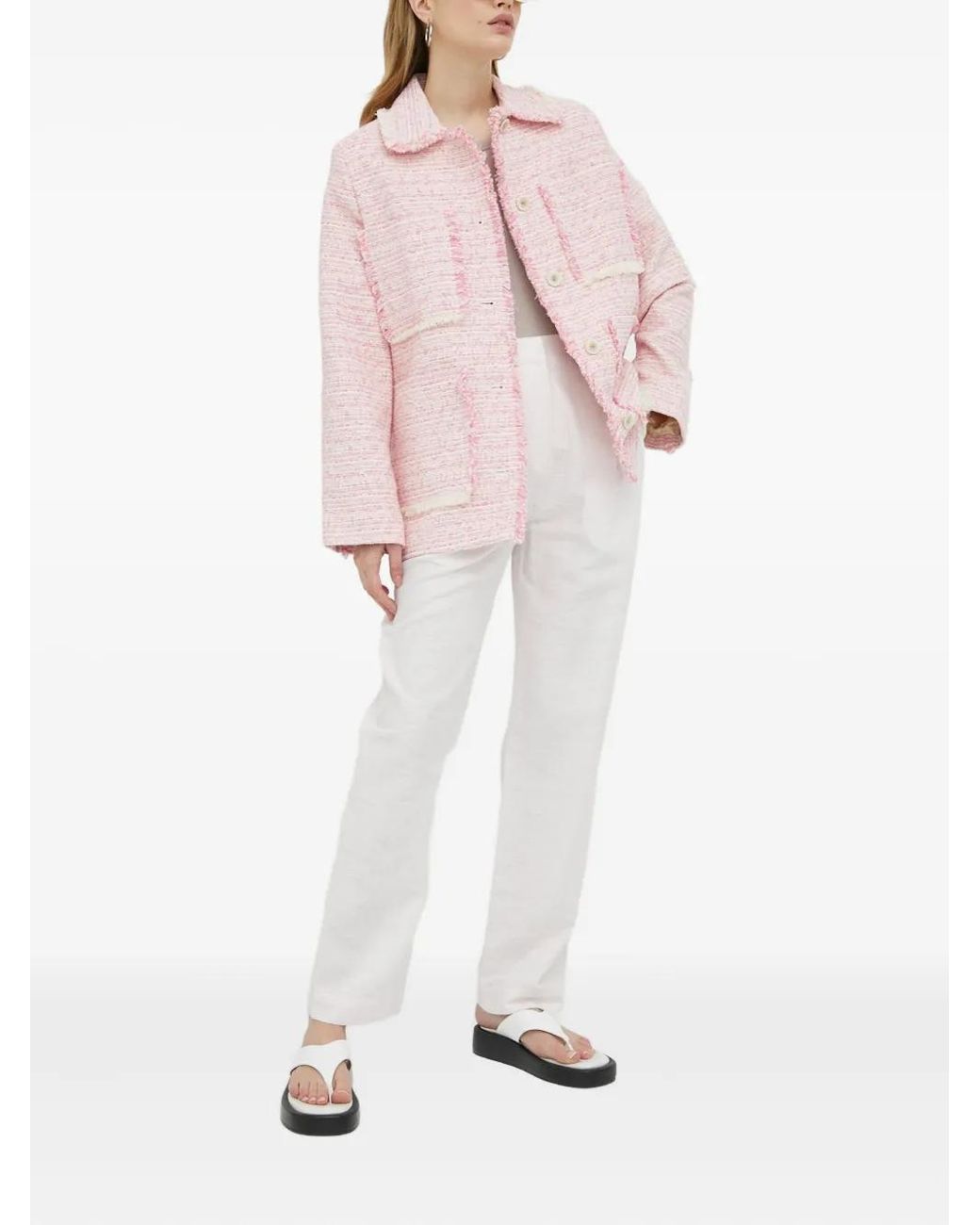 Samsøe & Samsøe White Pantalon À Design Plissé