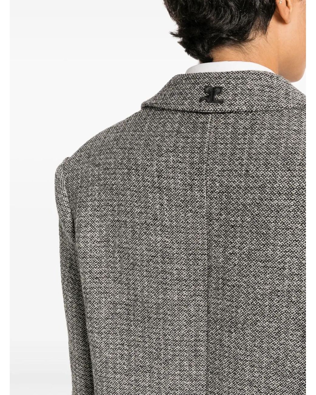 Courreges Gray Strap-Detail Tailored Coat